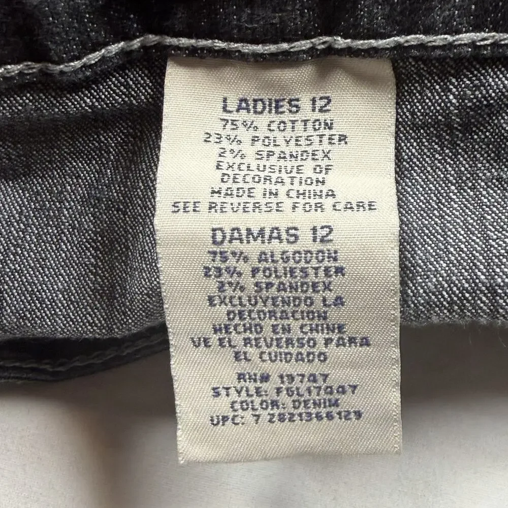 Faded Glory Shorts Women's Size 12 Black Embellished Pockets Stretch Raw Hem